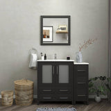 Vanity Art 42 in. W x 18 in. D x 36 in. H Bathroom Vanity in Espresso with Single Basin Vanity Top in White Ceramic and Mirror