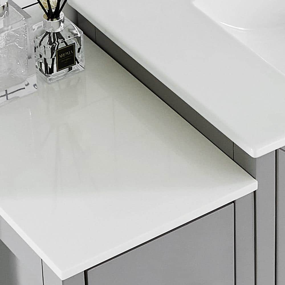 Vanity Art Brescia 54 in. W x 18 in. D x 36 in. H Bathroom Vanity in Grey with Vanity Top in White with White Basin and Mirror