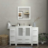 Vanity Art Brescia 54 in. W x 18 in. D x 36 in. H Bathroom Vanity in White with Vanity Top in White with White Basin and Mirror