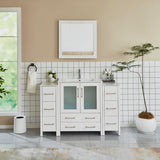 Vanity Art Brescia 54 in. W x 18 in. D x 36 in. H Bathroom Vanity in White with Vanity Top in White with White Basin and Mirror