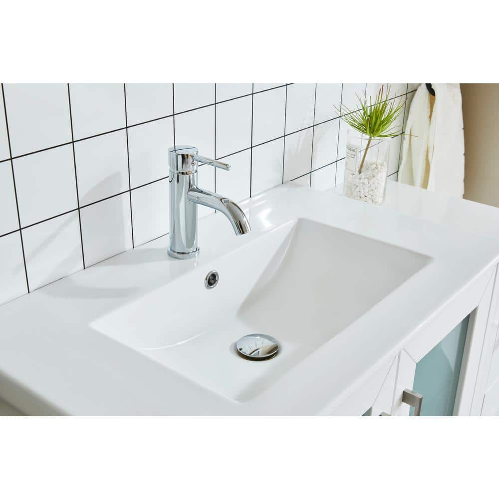 Vanity Art Brescia 54 in. W x 18 in. D x 36 in. H Bathroom Vanity in White with Vanity Top in White with White Basin and Mirror
