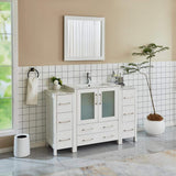 Vanity Art Brescia 54 in. W x 18 in. D x 36 in. H Bathroom Vanity in White with Vanity Top in White with White Basin and Mirror