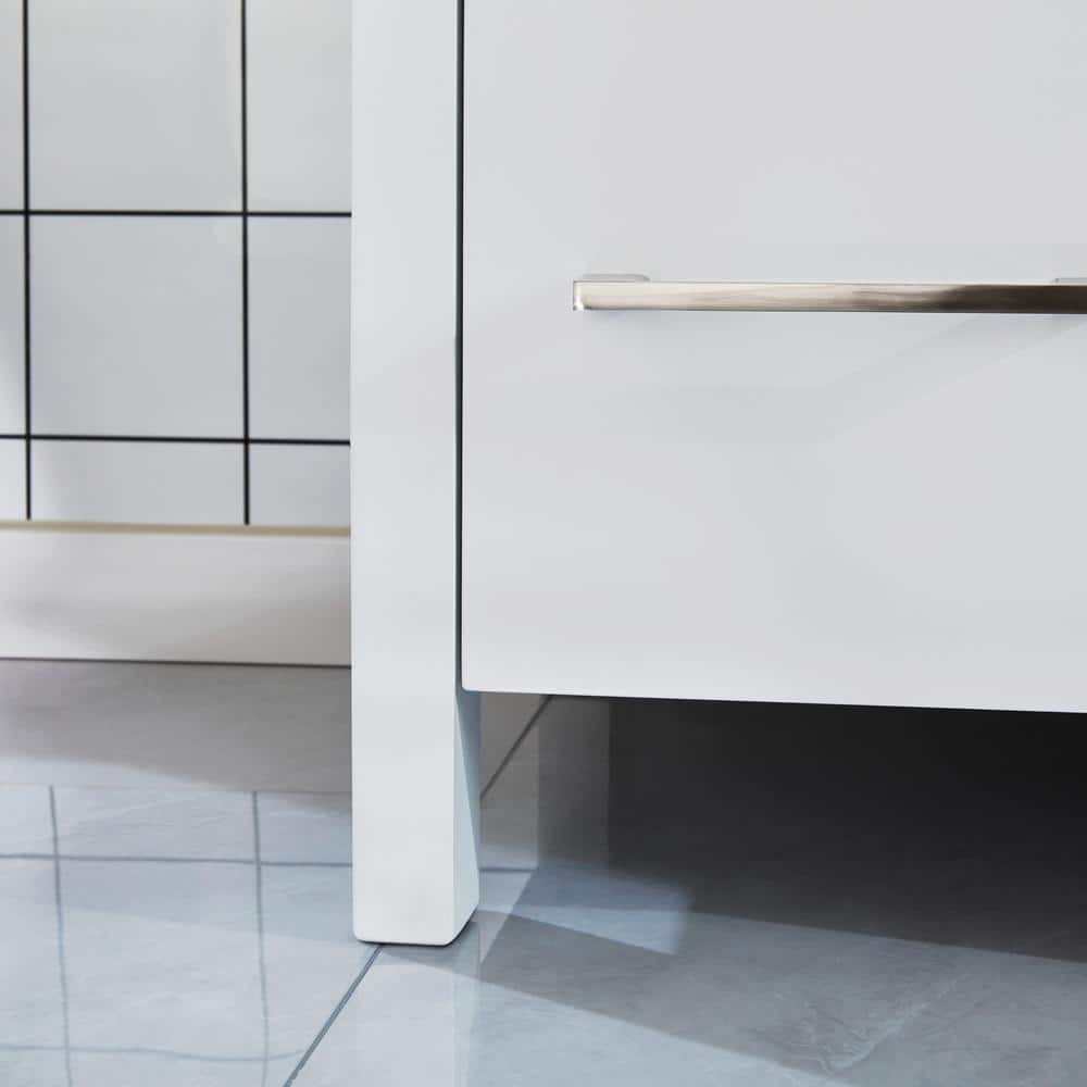 Vanity Art Brescia 54 in. W x 18 in. D x 36 in. H Bathroom Vanity in White with Vanity Top in White with White Basin and Mirror