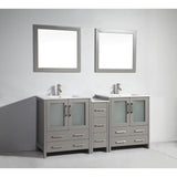 Vanity Art Brescia 72 in. W x 18 in. D x 36 in. H Bath Vanity in Grey with Vanity Top in White with White Basin and Mirror