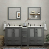 Vanity Art Brescia 72 in. W x 18 in. D x 36 in. H Bath Vanity in Grey with Vanity Top in White with White Basin and Mirror