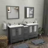 Vanity Art Brescia 72 in. W x 18 in. D x 36 in. H Bath Vanity in Grey with Vanity Top in White with White Basin and Mirror