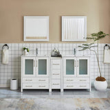 Vanity Art Brescia 72 in. W x 18 in. D x 36 in. H Bath Vanity in White with Vanity Top in White with White Basin and Mirror