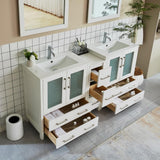 Vanity Art Brescia 72 in. W x 18 in. D x 36 in. H Bath Vanity in White with Vanity Top in White with White Basin and Mirror