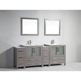 Vanity Art Brescia 84 in. W x 18 in. D x 36 in. H Bath Vanity in Grey with Vanity Top in White with White Basin and Mirror