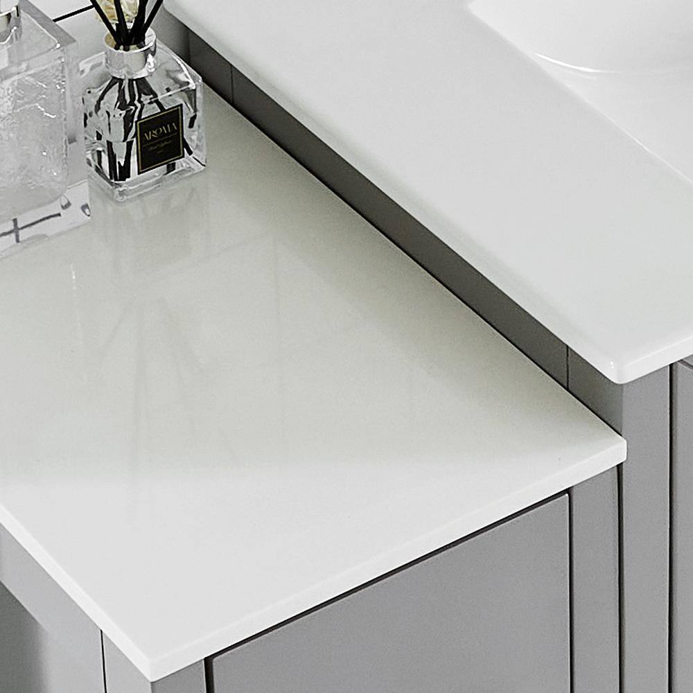 Vanity Art Brescia 84 in. W x 18 in. D x 36 in. H Bath Vanity in Grey with Vanity Top in White with White Basin and Mirror