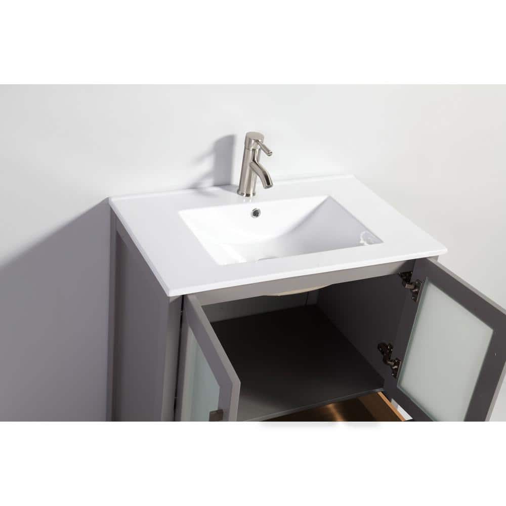 Vanity Art Brescia 84 in. W x 18 in. D x 36 in. H Bath Vanity in Grey with Vanity Top in White with White Basin and Mirror