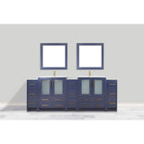Vanity Art Brescia 96 in. W x 18 in. D x 36 in. H Double Sink Bath Vanity in Blue with White Ceramic Top and Mirror