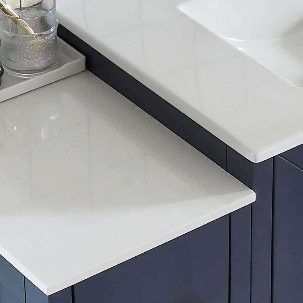 Vanity Art Brescia 96 in. W x 18 in. D x 36 in. H Double Sink Bath Vanity in Blue with White Ceramic Top and Mirror