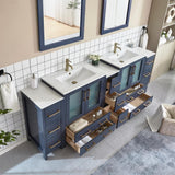 Vanity Art Brescia 96 in. W x 18 in. D x 36 in. H Double Sink Bath Vanity in Blue with White Ceramic Top and Mirror