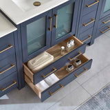 Vanity Art Brescia 96 in. W x 18 in. D x 36 in. H Double Sink Bath Vanity in Blue with White Ceramic Top and Mirror