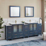 Vanity Art Brescia 96 in. W x 18 in. D x 36 in. H Double Sink Bath Vanity in Blue with White Ceramic Top and Mirror