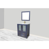 Vanity Art Brescia 30 in. W x 18 in. D x 36 in. H Single Sink Bath Vanity in Blue with White Ceramic Top and Mirror