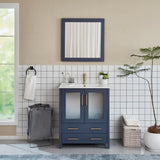 Vanity Art Brescia 30 in. W x 18 in. D x 36 in. H Single Sink Bath Vanity in Blue with White Ceramic Top and Mirror