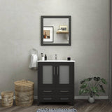 Vanity Art Brescia 30 in. W x 18 in. D x 36 in. H Bath Vanity in Espresso with White Ceramic Top, White Basin and Mirror