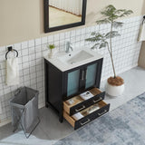 Vanity Art Brescia 30 in. W x 18 in. D x 36 in. H Bath Vanity in Espresso with White Ceramic Top, White Basin and Mirror