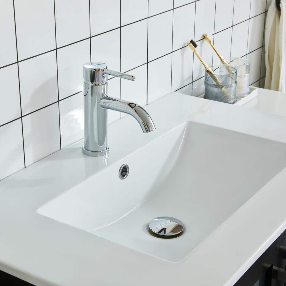 Vanity Art Brescia 30 in. W x 18 in. D x 36 in. H Bath Vanity in Espresso with White Ceramic Top, White Basin and Mirror