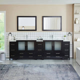 Vanity Art Brescia 108 in. W x 18 in. D x 36 in. H Bathroom Vanity in Espresso with Double Basin Top in White Ceramic and Mirrors