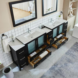 Vanity Art Brescia 108 in. W x 18 in. D x 36 in. H Bathroom Vanity in Espresso with Double Basin Top in White Ceramic and Mirrors