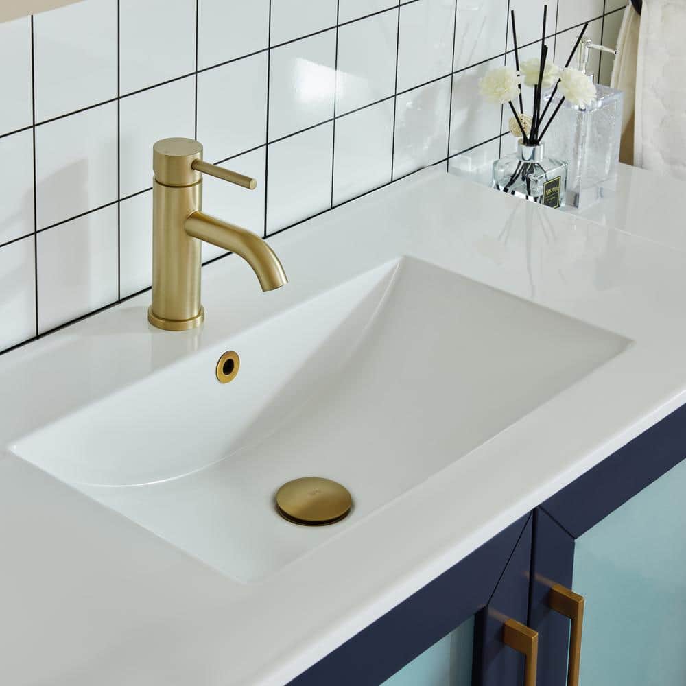 Vanity Art Brescia 60 in. W x 18 in. D x 36 in. H Single Sink Bathroom Vanity in Blue with White Ceramic Top and Mirror