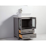 Vanity Art Ravenna 60 in. W Bathroom Vanity in Grey with Double Basin in White Engineered Marble Top and Mirror
