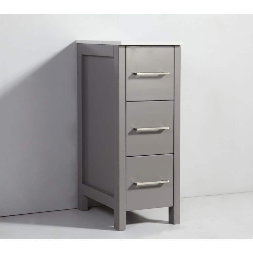 Vanity Art Ravenna 60 in. W Bathroom Vanity in Grey with Double Basin in White Engineered Marble Top and Mirror