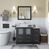 Vanity Art Ravenna 42 in. W Bathroom Vanity in Espresso with Single Basin in White Engineered Marble Top and Mirror