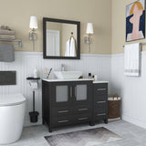Vanity Art Ravenna 42 in. W Bathroom Vanity in Espresso with Single Basin in White Engineered Marble Top and Mirror