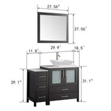 Vanity Art Ravenna 42 in. W Bathroom Vanity in Espresso with Single Basin in White Engineered Marble Top and Mirror