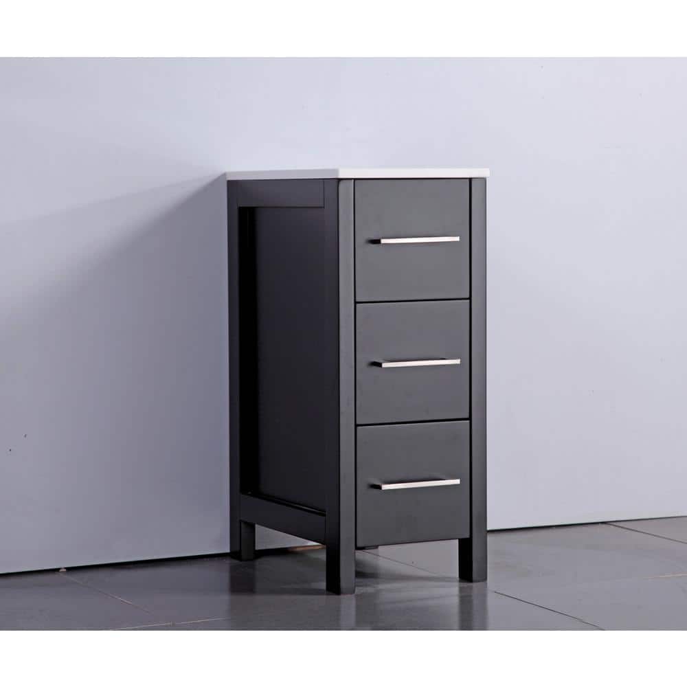 Vanity Art Ravenna 42 in. W Bathroom Vanity in Espresso with Single Basin in White Engineered Marble Top and Mirror
