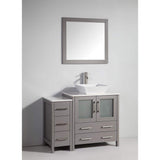 Vanity Art Ravenna 42 in. W Bathroom Vanity in Grey with Single Basin in White Engineered Marble Top and Mirror