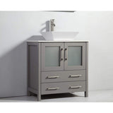 Vanity Art Ravenna 42 in. W Bathroom Vanity in Grey with Single Basin in White Engineered Marble Top and Mirror