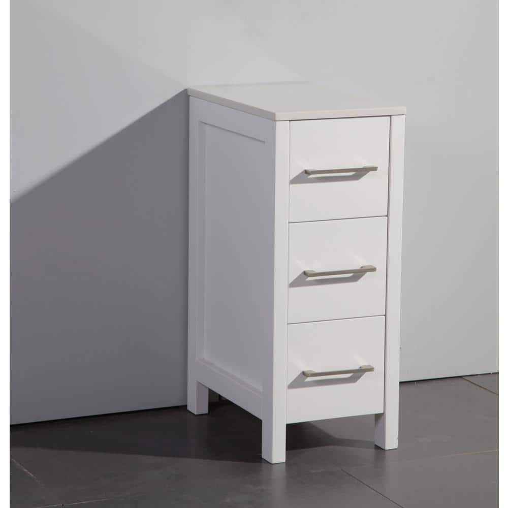 Vanity Art Ravenna 54 in. W Bathroom Vanity in White with Single Basin in White Engineered Marble Top and Mirror