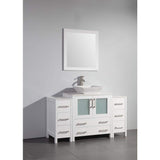 Vanity Art Ravenna 54 in. W Bathroom Vanity in White with Single Basin in White Engineered Marble Top and Mirror