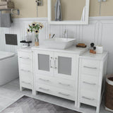 Vanity Art Ravenna 54 in. W Bathroom Vanity in White with Single Basin in White Engineered Marble Top and Mirror