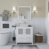 Vanity Art Ravenna 30 in. W Bathroom Vanity in White with Single Basin in White Engineered Marble Top and Mirror