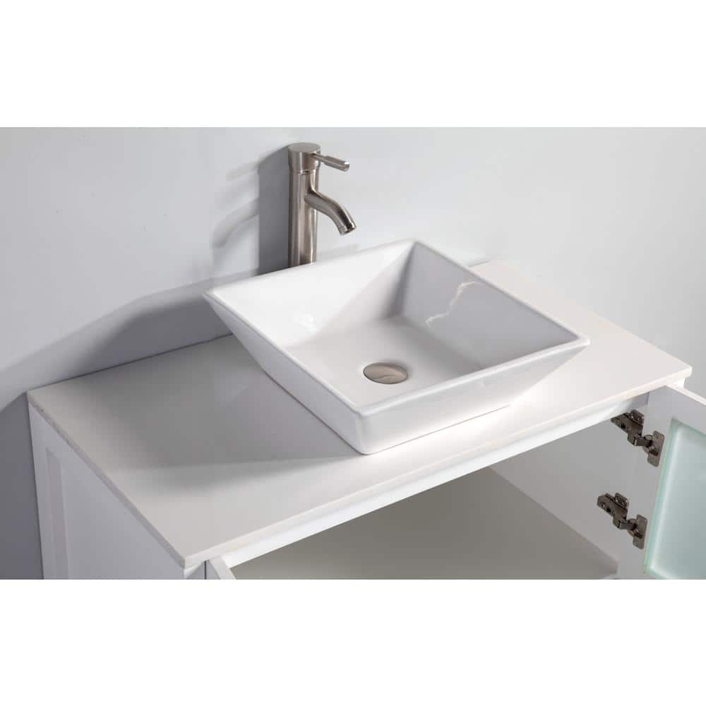 Vanity Art Ravenna 30 in. W Bathroom Vanity in White with Single Basin in White Engineered Marble Top and Mirror