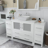 Vanity Art Ravenna 60 in. W Bathroom Vanity in White with Single Basin in White Engineered Marble Top and Mirror
