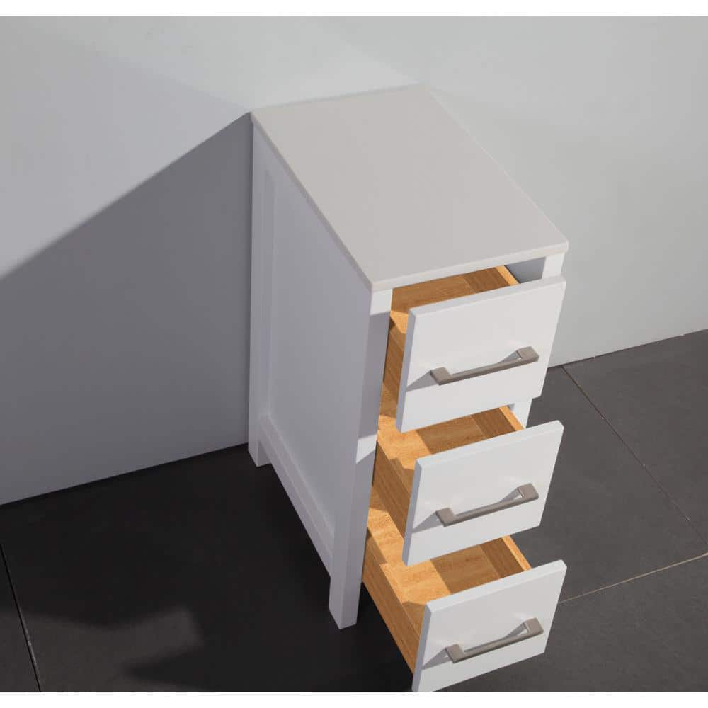 Vanity Art Ravenna 60 in. W Bathroom Vanity in White with Single Basin in White Engineered Marble Top and Mirror