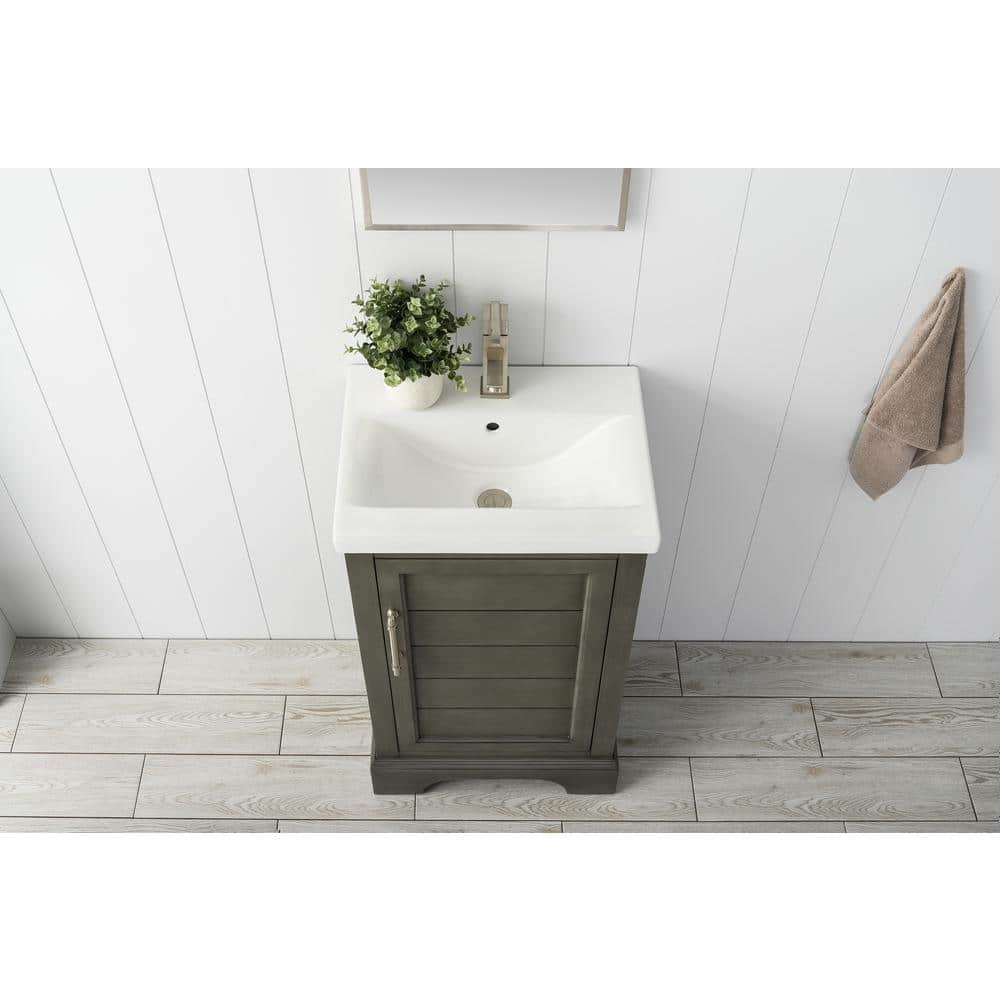Vanity Art Vannes 20 in. W x 16 in. D x 34.5 in. H Bathroom Vanity in Silver Grey with Ceramic Top