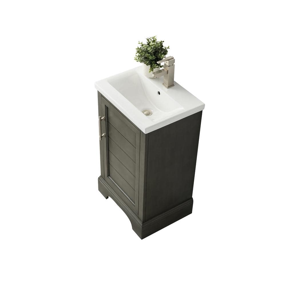 Vanity Art Vannes 20 in. W x 16 in. D x 34.5 in. H Bathroom Vanity in Silver Grey with Ceramic Top