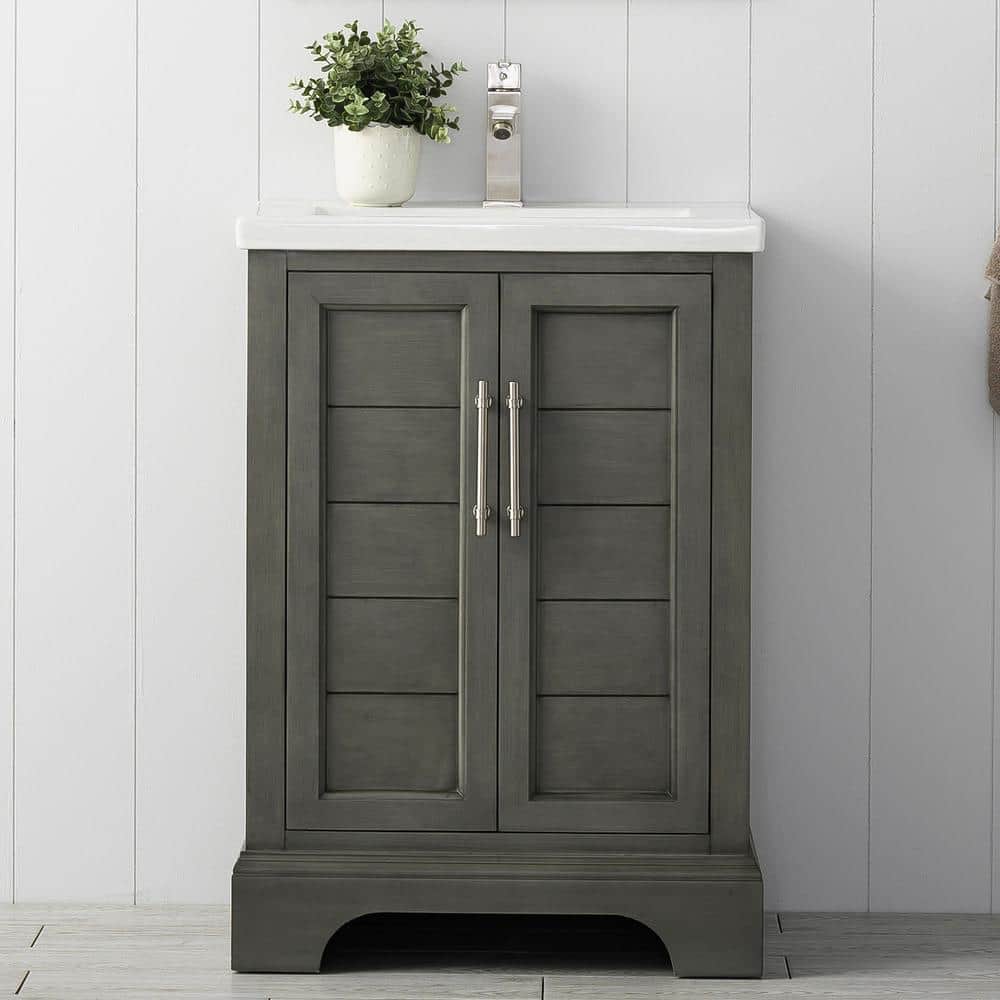 Vanity Art Vannes 24 in. W x 18 in. D x 34.5 in. H Bathroom Vanity in Silver Grey with Ceramic Top