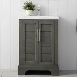 Vanity Art Vannes 24 in. W x 18 in. D x 34.5 in. H Bathroom Vanity in Silver Grey with Ceramic Top