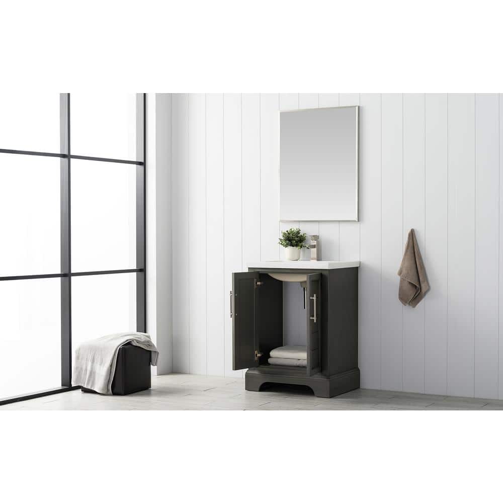 Vanity Art Vannes 24 in. W x 18 in. D x 34.5 in. H Bathroom Vanity in Silver Grey with Ceramic Top