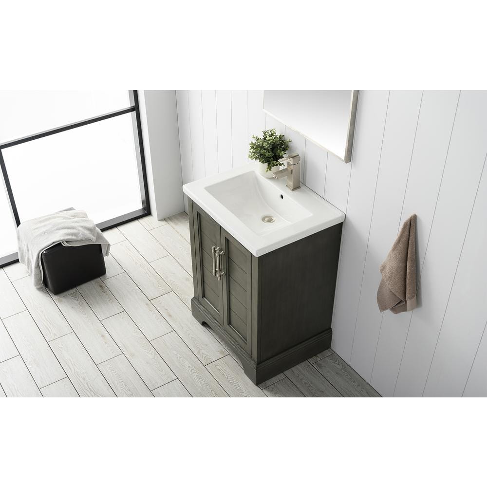 Vanity Art Vannes 24 in. W x 18 in. D x 34.5 in. H Bathroom Vanity in Silver Grey with Ceramic Top