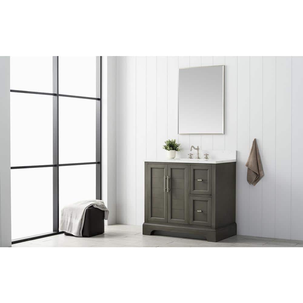 Vanity Art Chambery 36 in. W x 22 in. D x 34.5 in. H Bathroom Vanity in Silver Grey with Engineered Marble Top